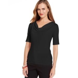 Elie Tahari | Black 3/4 elbow Sleeve Tee T-shirt top NEW Sz S